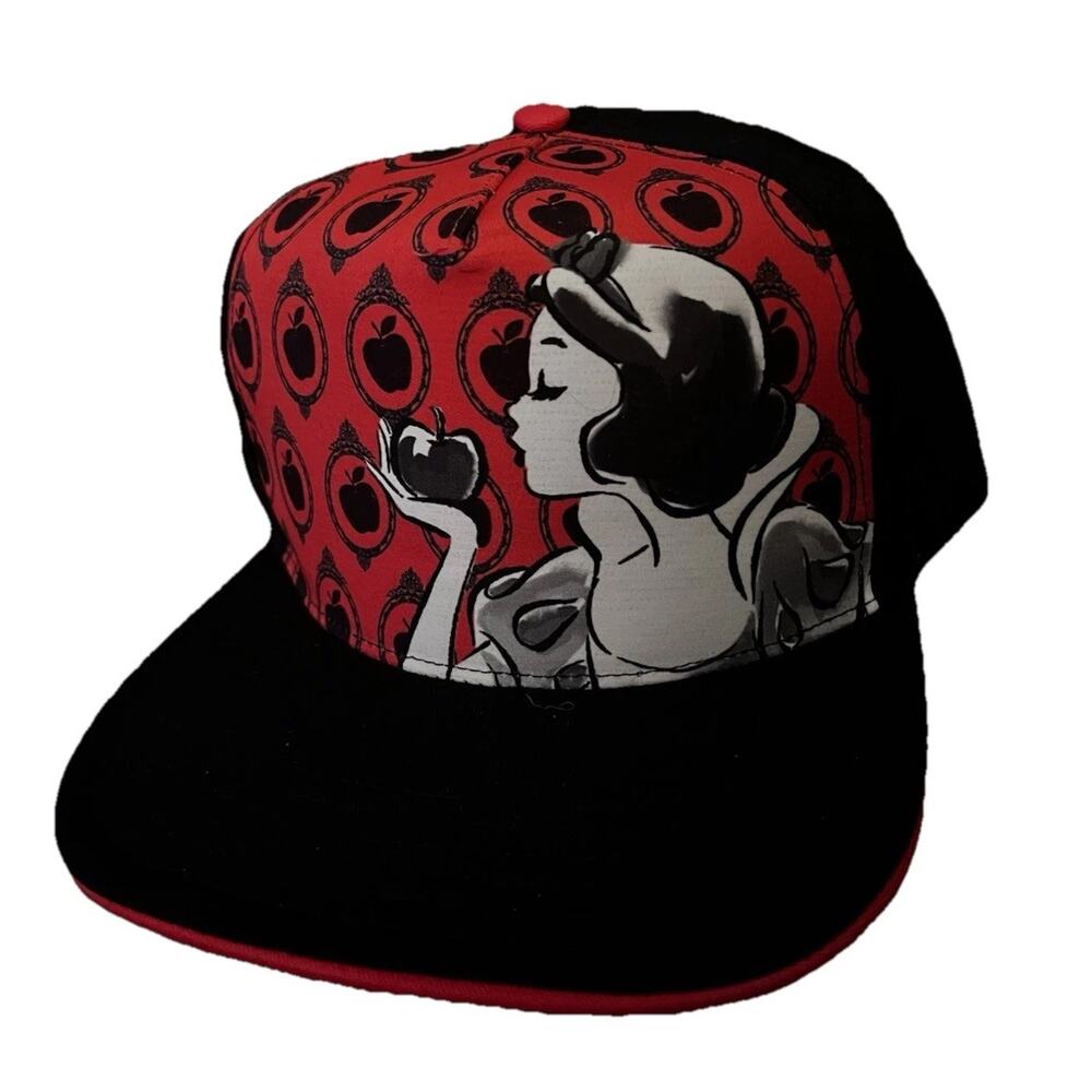 Disney Snow White Hat Cap Snap Back Black Red Embroidered Movie Animated New
